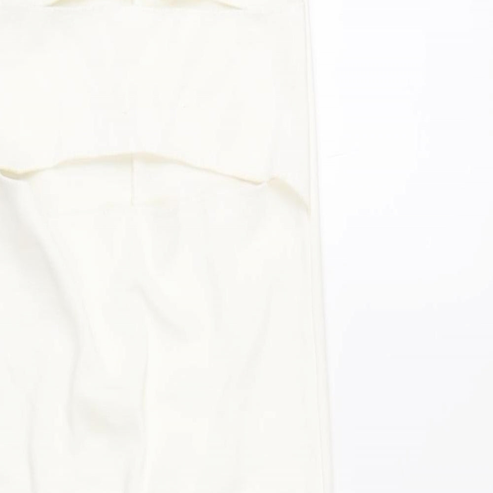 Zara Womens White Viscose Bodycon Size S Square Neck Pullover