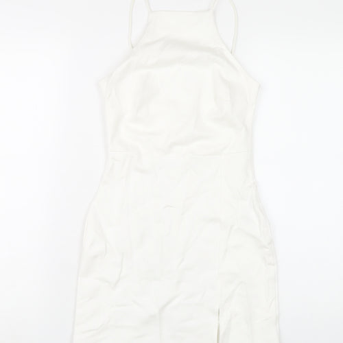 Stradivarius Womens White Viscose Bodycon Size XS Square Neck Pullover