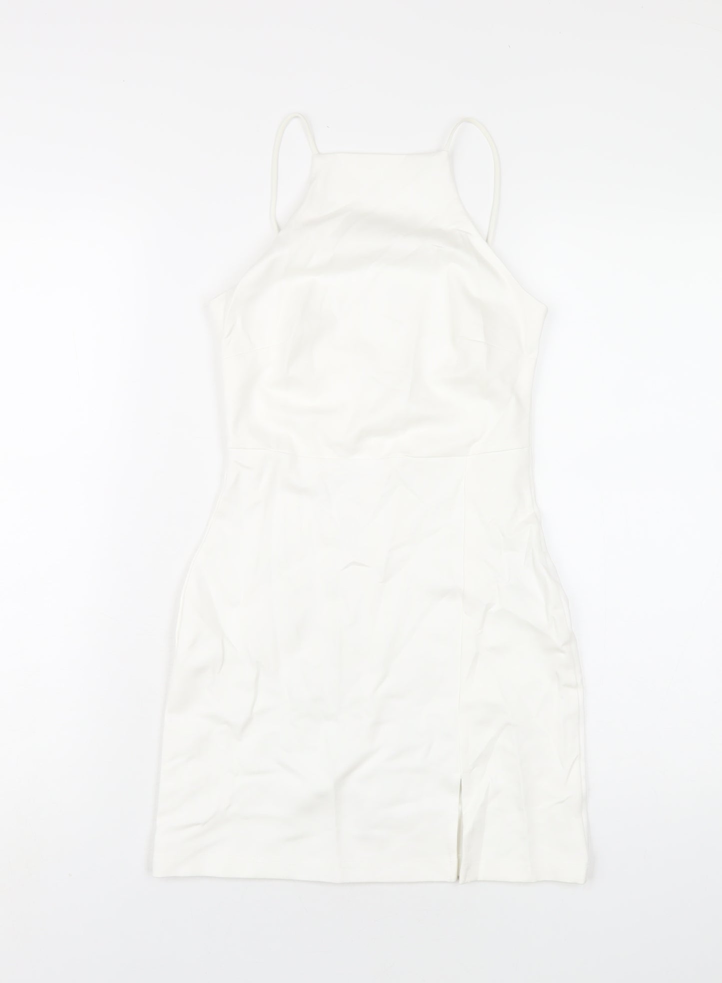 Stradivarius Womens White Viscose Bodycon Size XS Square Neck Pullover