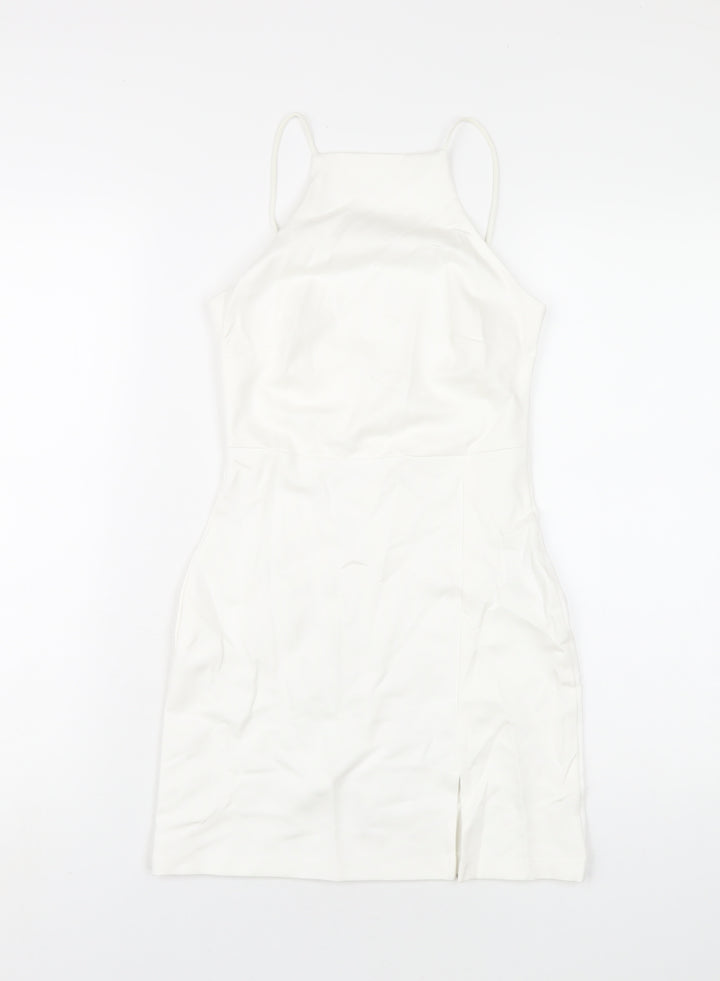 Stradivarius Womens White Viscose Bodycon Size XS Square Neck Pullover