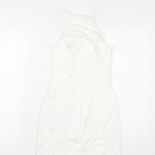 Stradivarius Womens White Viscose Bodycon Size XS Square Neck Pullover