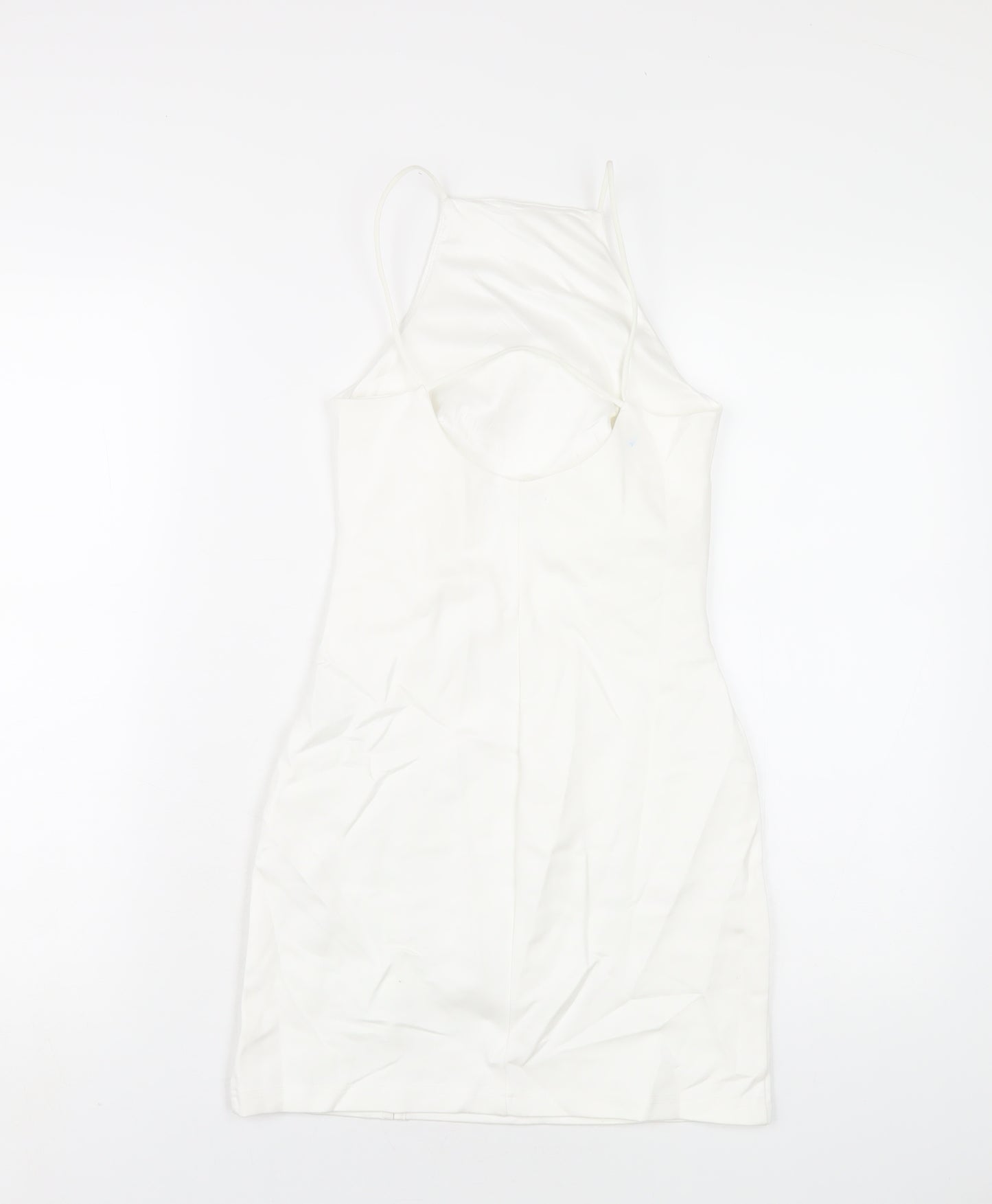 Stradivarius Womens White Viscose Bodycon Size XS Square Neck Pullover