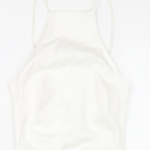 Stradivarius Womens White Viscose Bodycon Size XS Square Neck Pullover