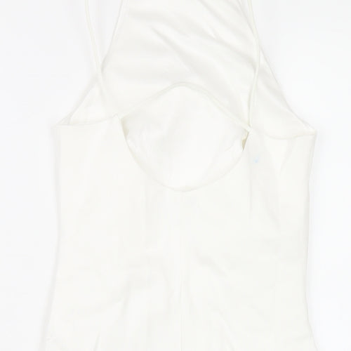 Stradivarius Womens White Viscose Bodycon Size XS Square Neck Pullover