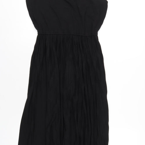 New Look Womens Black Striped Polyester A-Line Size 12 Square Neck Pullover
