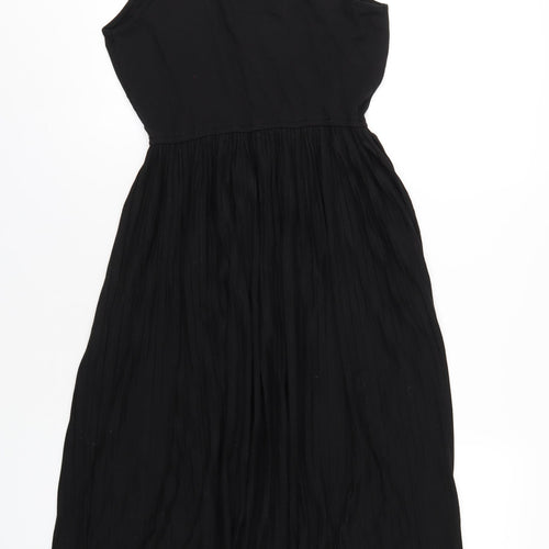 New Look Womens Black Striped Polyester A-Line Size 12 Square Neck Pullover