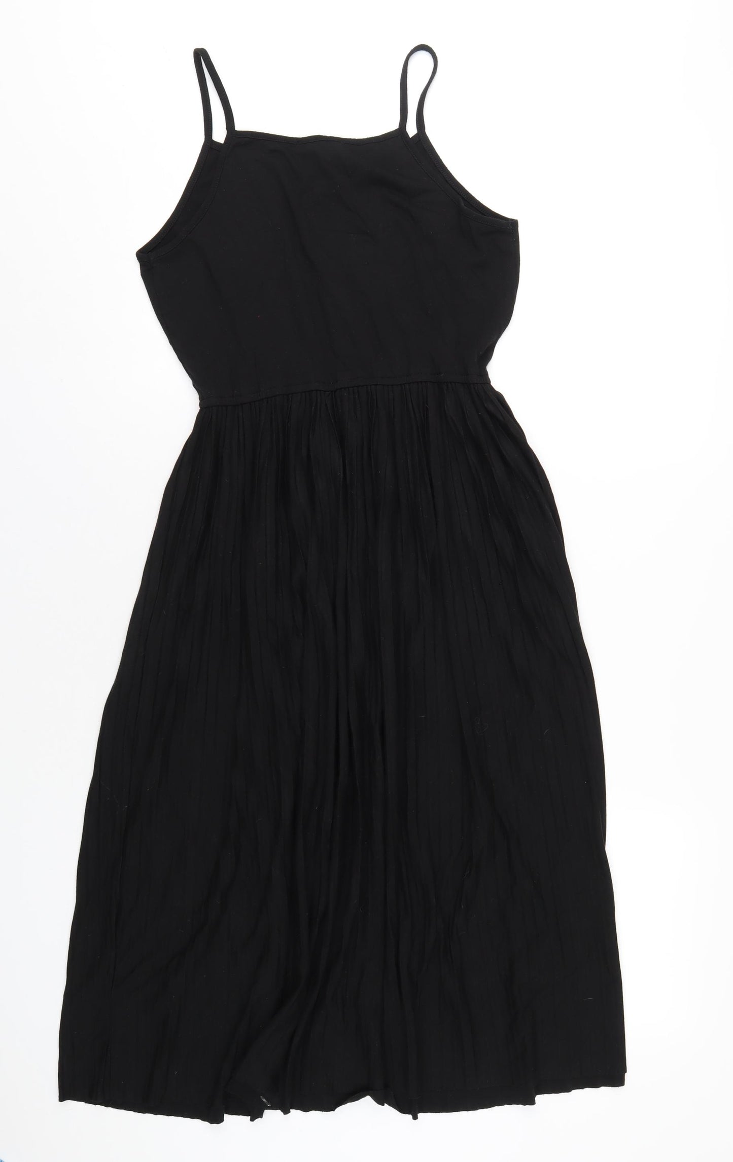 New Look Womens Black Striped Polyester A-Line Size 12 Square Neck Pullover