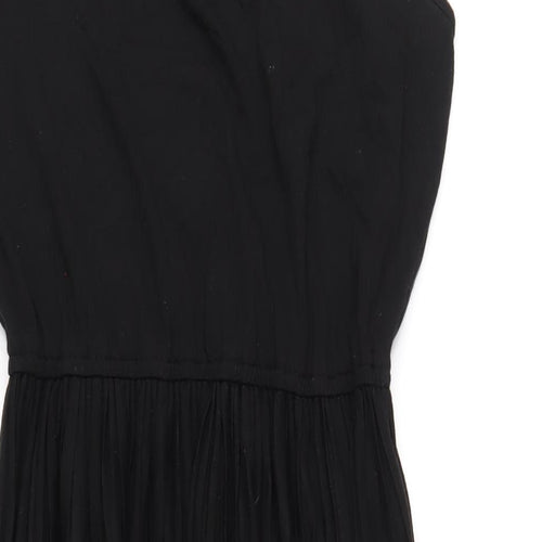 New Look Womens Black Striped Polyester A-Line Size 12 Square Neck Pullover