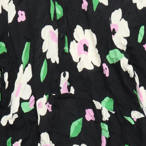 New Look Womens Multicoloured Floral Viscose A-Line Size 14 Collared Button