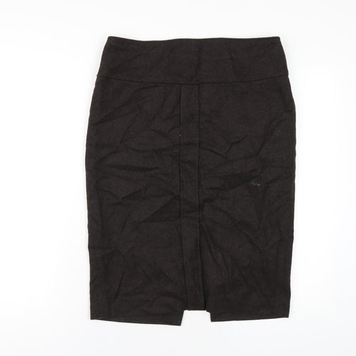 Zara Womens Brown Wool Straight & Pencil Skirt Size L Zip