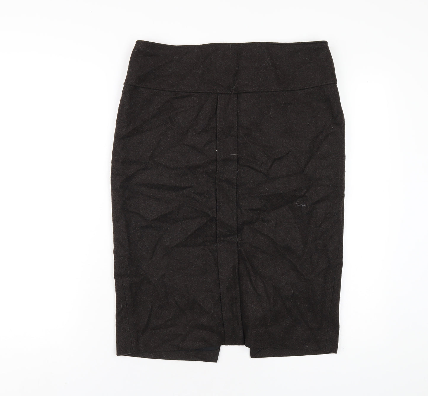 Zara Womens Brown Wool Straight & Pencil Skirt Size L Zip