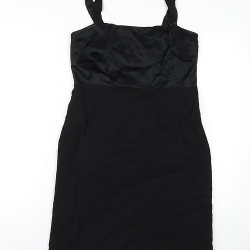 Fenn Wright Manson Womens Black Viscose A-Line Size 12 Square Neck Zip
