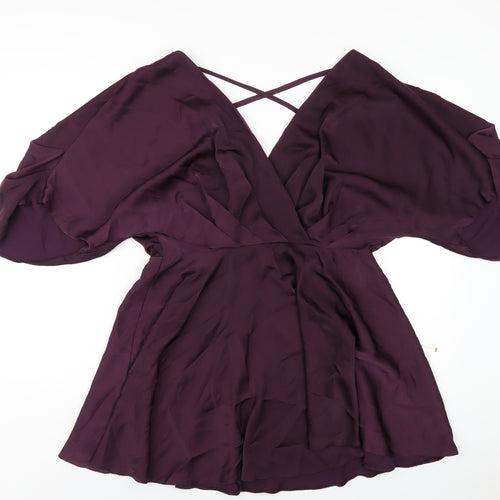 ASOS Womens Purple Polyester A-Line Size 12 V-Neck Zip