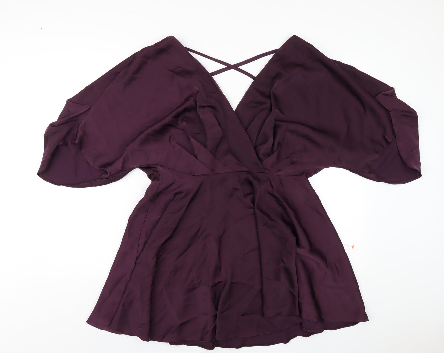 ASOS Womens Purple Polyester A-Line Size 12 V-Neck Zip