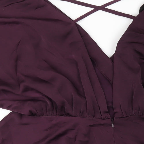 ASOS Womens Purple Polyester A-Line Size 12 V-Neck Zip