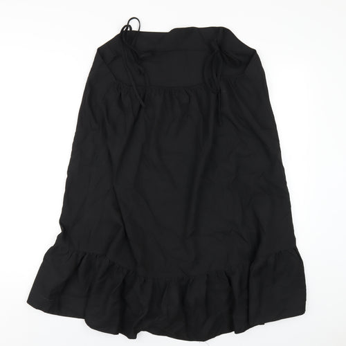 Boohoo Womens Black Polyester A-Line Size 14 Square Neck Pullover