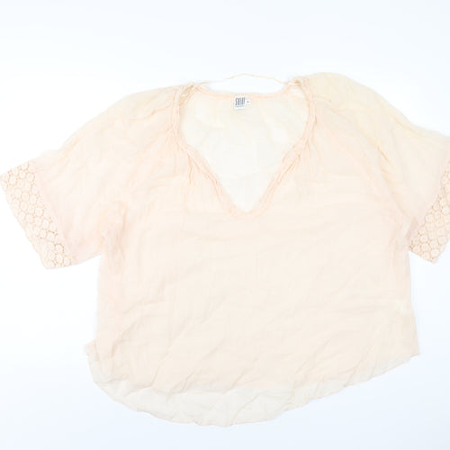 Saint Tropez Clothing Womens Pink Cotton Basic T-Shirt Size M V-Neck