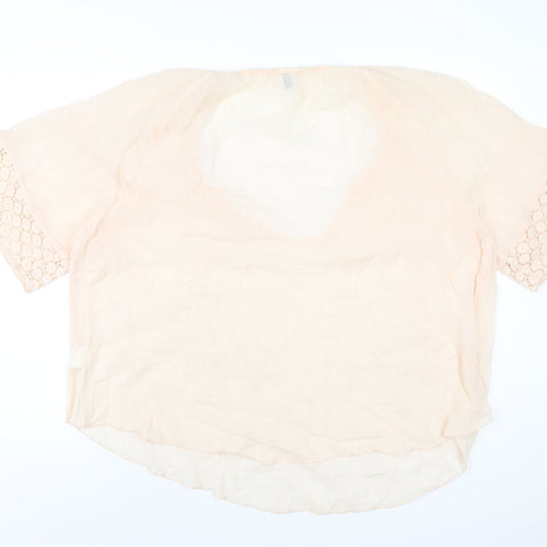 Saint Tropez Clothing Womens Pink Cotton Basic T-Shirt Size M V-Neck