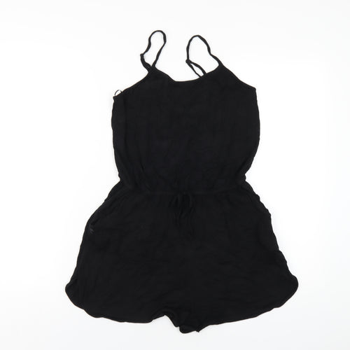 New Look Womens Black Vinyl Playsuit One-Piece Size 12 Pullover