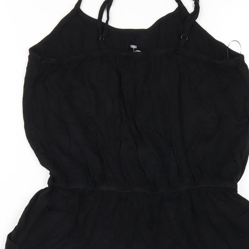 New Look Womens Black Vinyl Playsuit One-Piece Size 12 Pullover