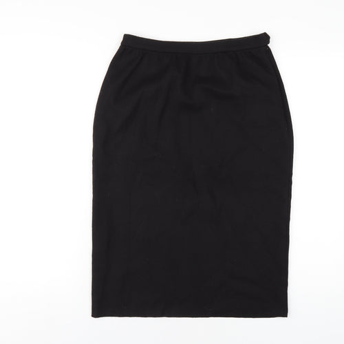 NICOLE FARHI Womens Black Wool Straight & Pencil Skirt Size S Zip