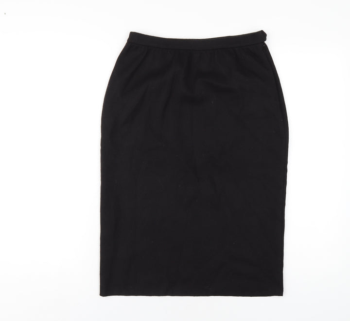 NICOLE FARHI Womens Black Wool Straight & Pencil Skirt Size S Zip