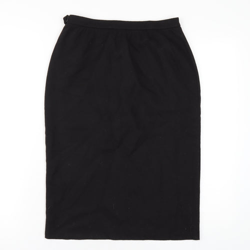 NICOLE FARHI Womens Black Wool Straight & Pencil Skirt Size S Zip