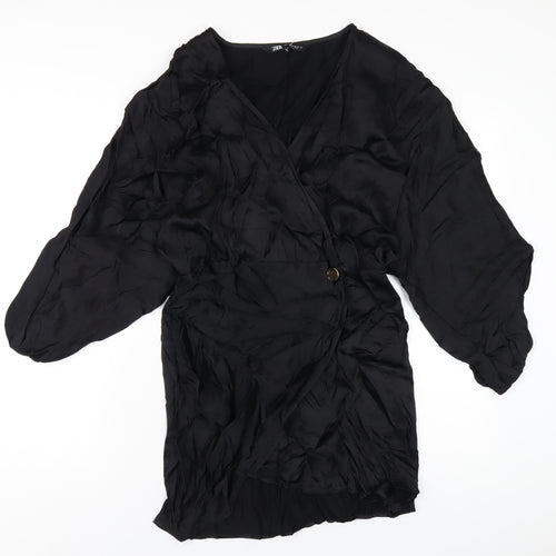 Zara Womens Black Viscose A-Line Size M V-Neck Pullover