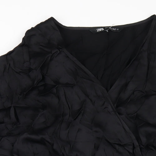 Zara Womens Black Viscose A-Line Size M V-Neck Pullover