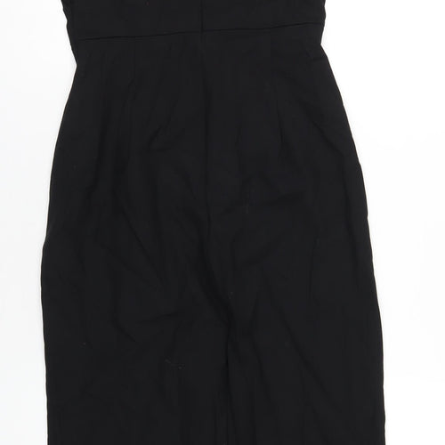 Zara Womens Black Polyester Pencil Dress Size M Square Neck Zip