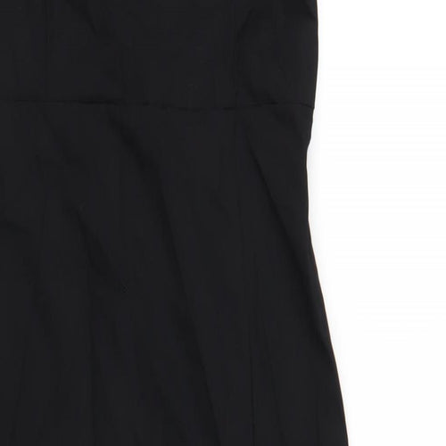 Zara Womens Black Polyester Pencil Dress Size M Square Neck Zip