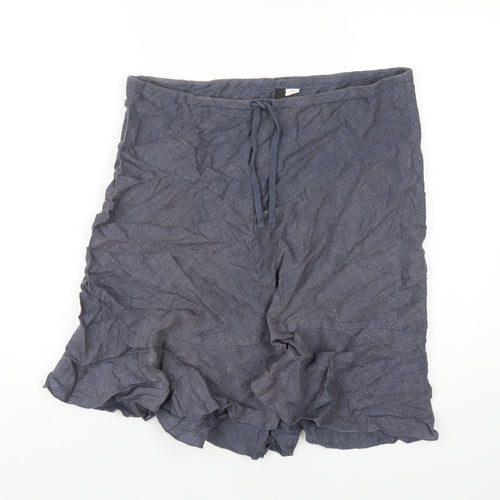 H&M Womens Blue Linen A-Line Skirt Size 10 Drawstring