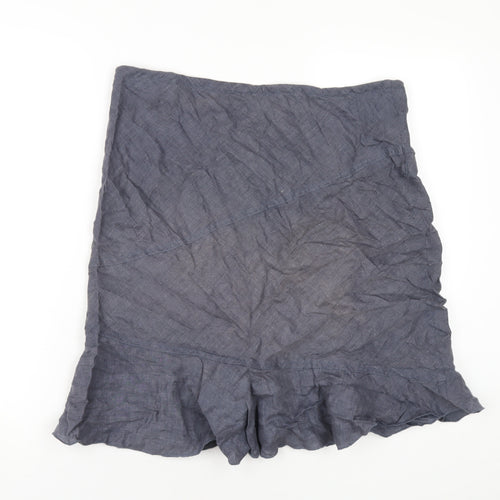 H&M Womens Blue Linen A-Line Skirt Size 10 Drawstring