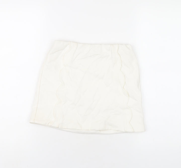 Topshop Womens White Viscose Mini Skirt Size 8