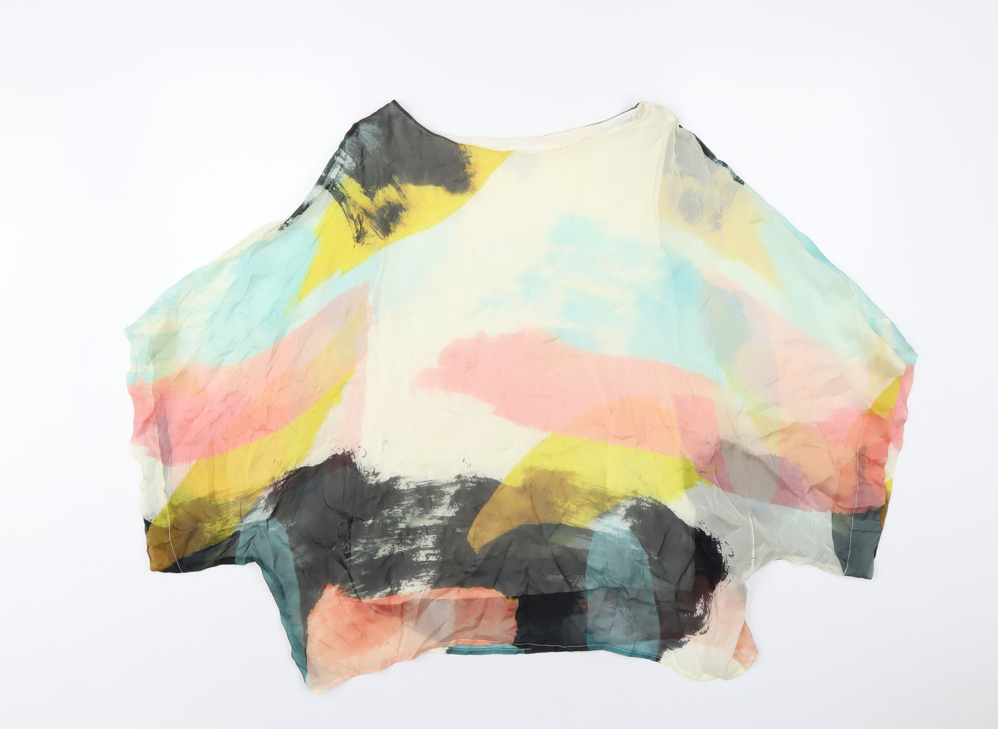 Phase Eight Womens Multicoloured Silk Basic T-Shirt Size S Round Neck