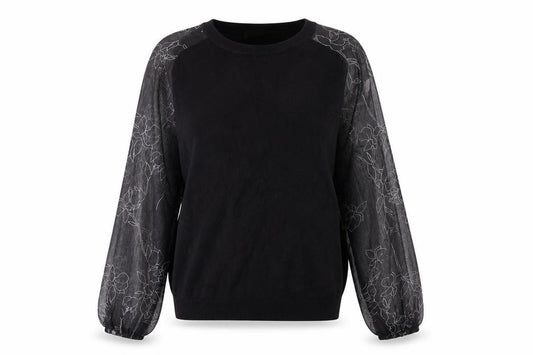 Front view of Next women’s black round neck viscose jumper, size UK 10