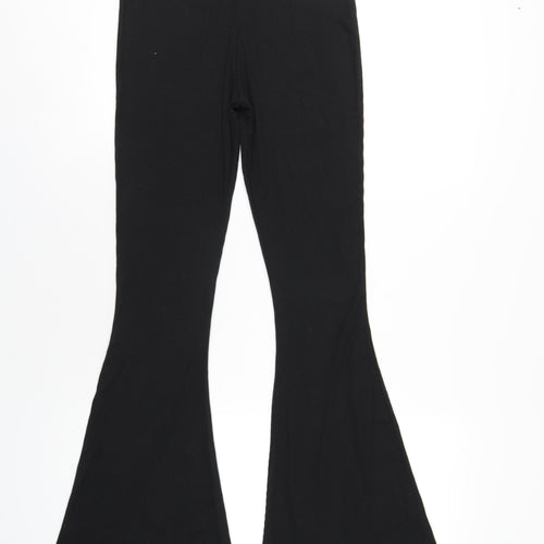 PRETTYLITTLETHING Womens Black Polyester Trousers Size 8 L34 in Regular