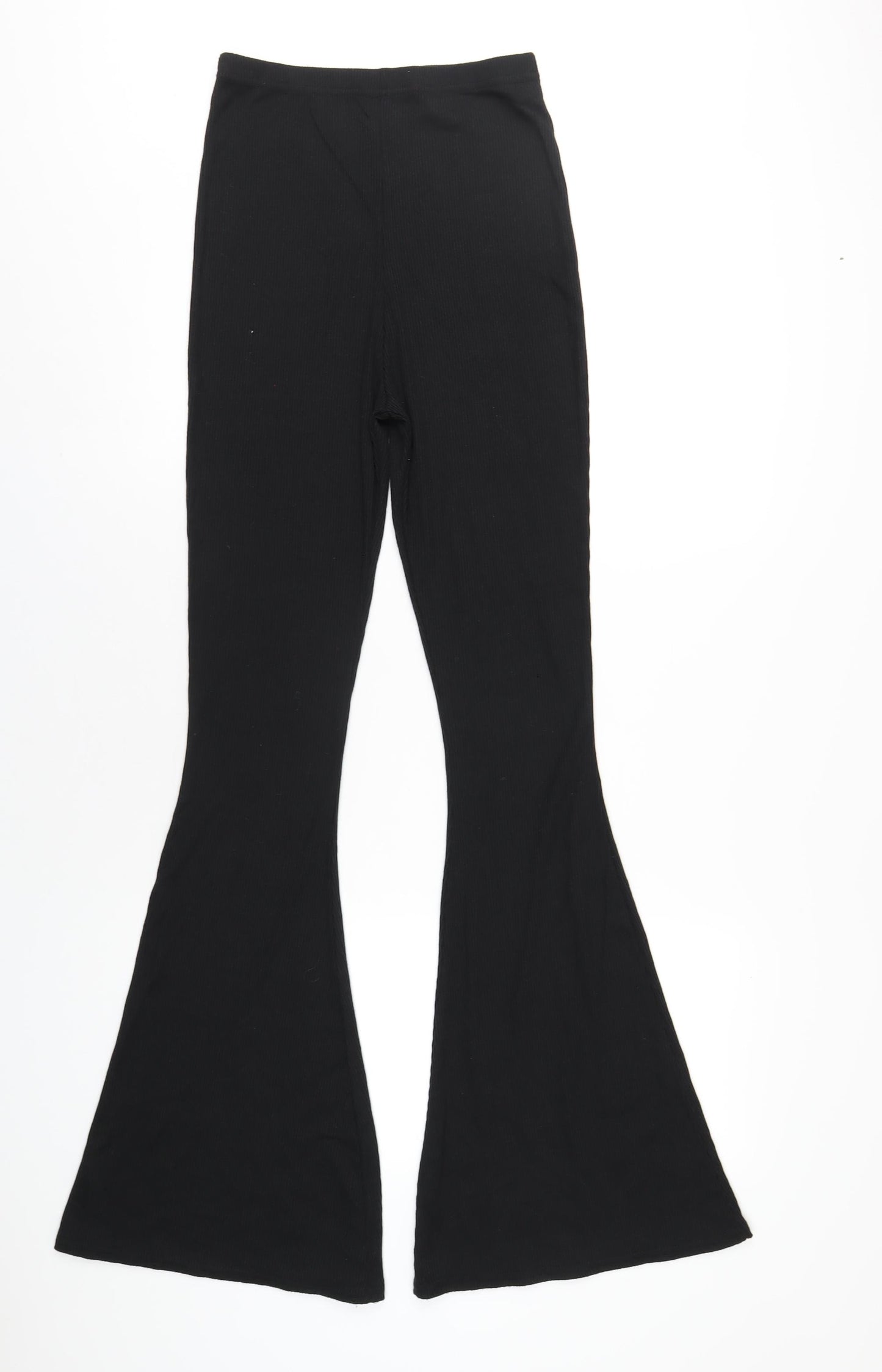 PRETTYLITTLETHING Womens Black Polyester Trousers Size 8 L34 in Regular