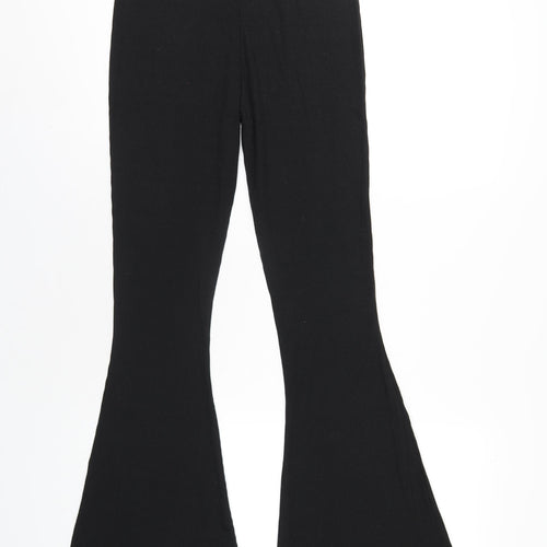 PRETTYLITTLETHING Womens Black Polyester Trousers Size 8 L34 in Regular