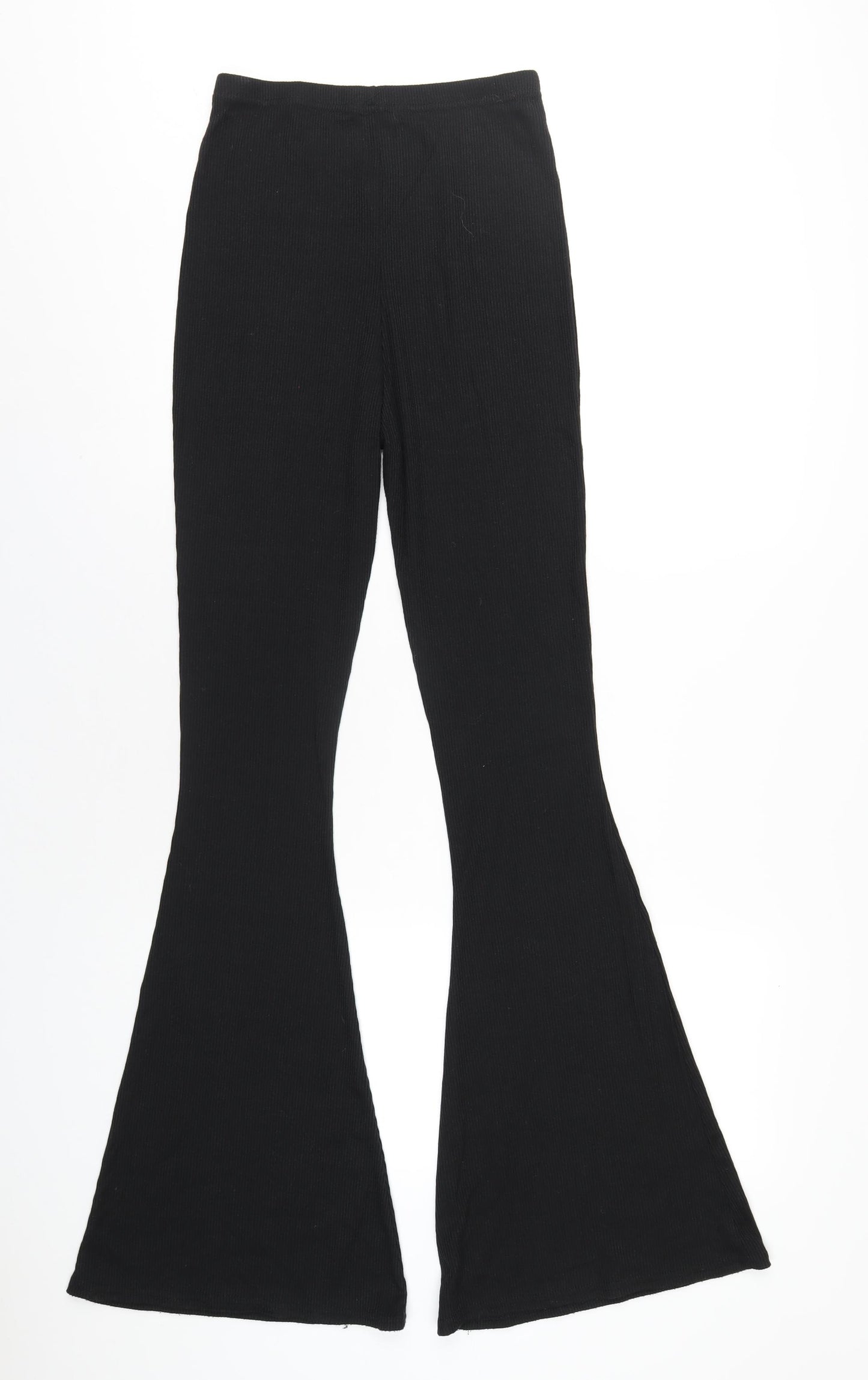 PRETTYLITTLETHING Womens Black Polyester Trousers Size 8 L34 in Regular