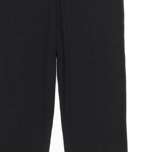 PRETTYLITTLETHING Womens Black Polyester Trousers Size 8 L34 in Regular