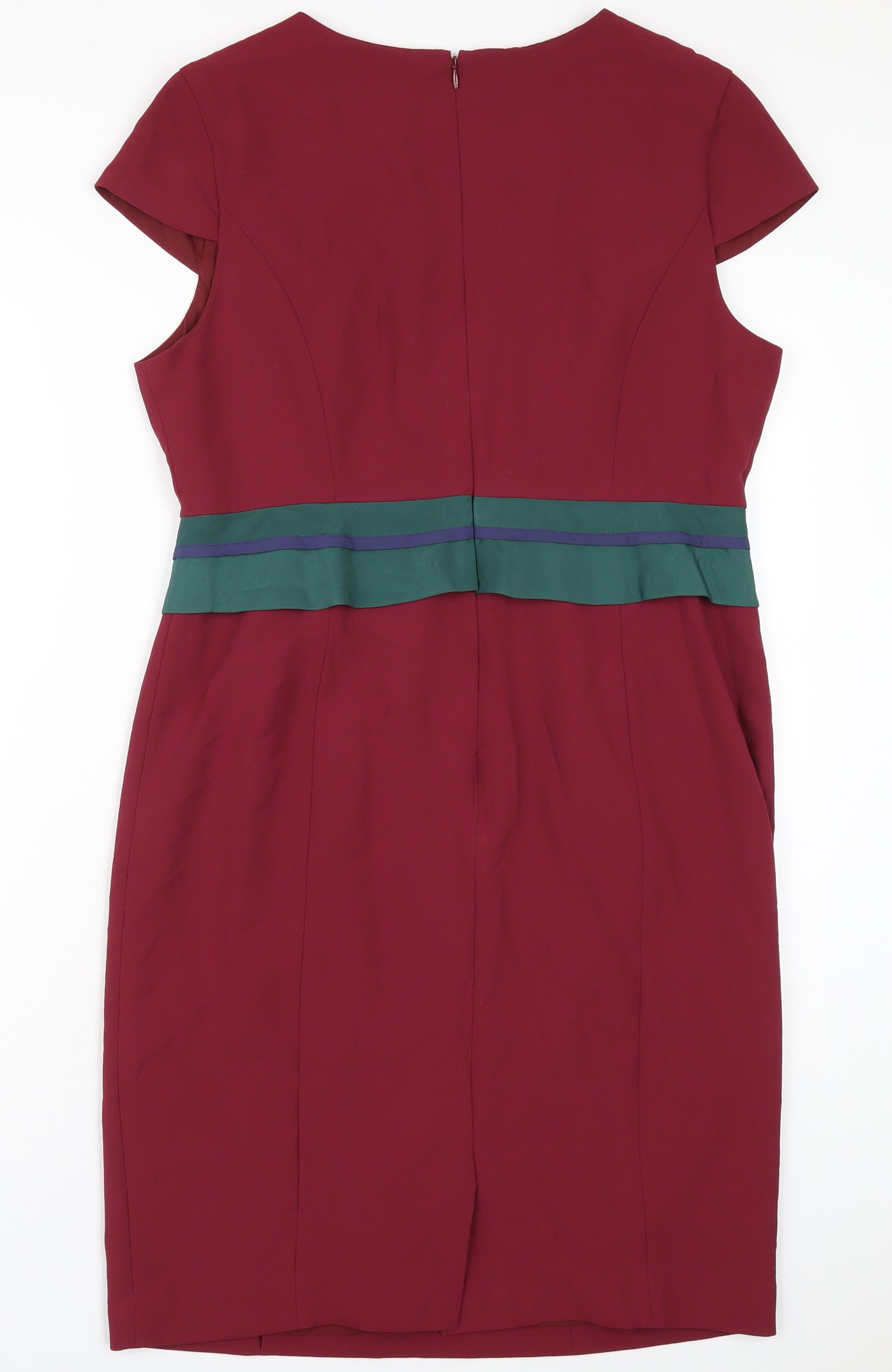 Fever Womens Red Polyester Pencil Dress Size 16 Round Neck Zip