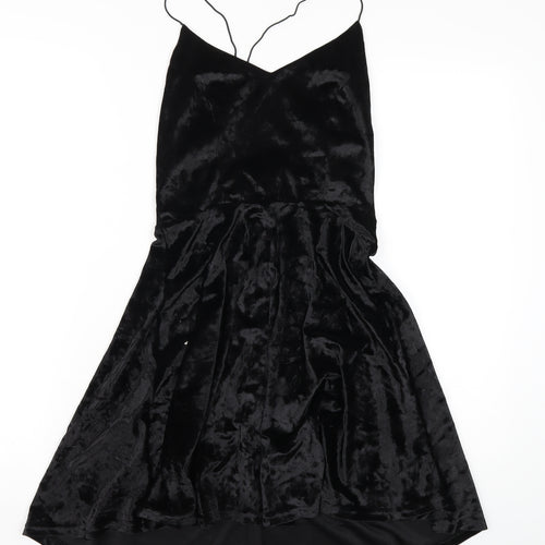 AX Paris Womens Black Polyester A-Line Size 10 V-Neck Zip