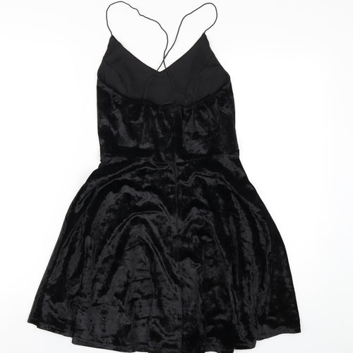 AX Paris Womens Black Polyester A-Line Size 10 V-Neck Zip