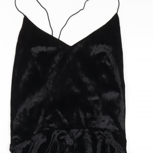 AX Paris Womens Black Polyester A-Line Size 10 V-Neck Zip