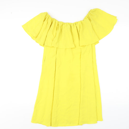 New Look Womens Yellow Polyester A-Line Size 14 Off the Shoulder Pullover