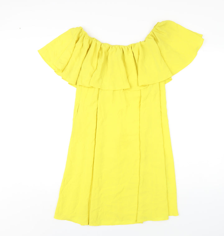 New Look Womens Yellow Polyester A-Line Size 14 Off the Shoulder Pullover