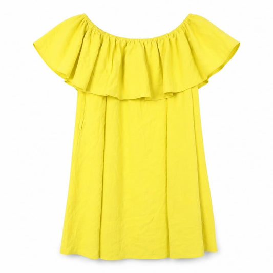 Front view of New Look women’s yellow polyester a-line, size UK 14, off the shoulder pullover
