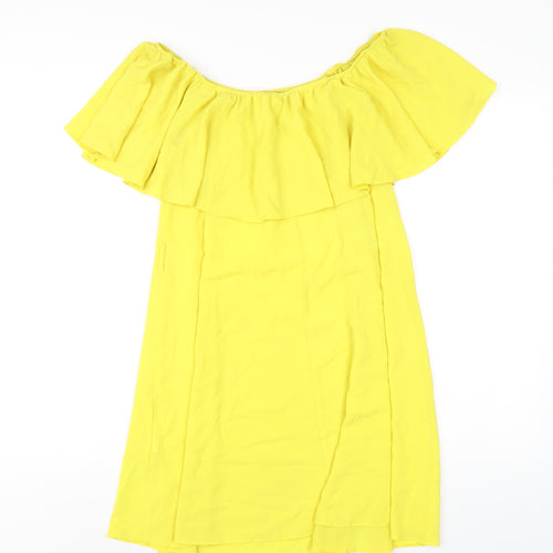 New Look Womens Yellow Polyester A-Line Size 14 Off the Shoulder Pullover