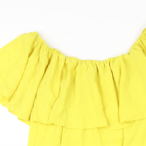 New Look Womens Yellow Polyester A-Line Size 14 Off the Shoulder Pullover